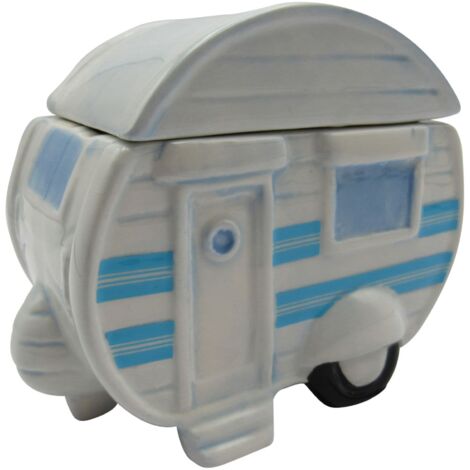 Caravan Trinket Box With Lid (Ceramic Pot Small Decorative Jewellery Case)
