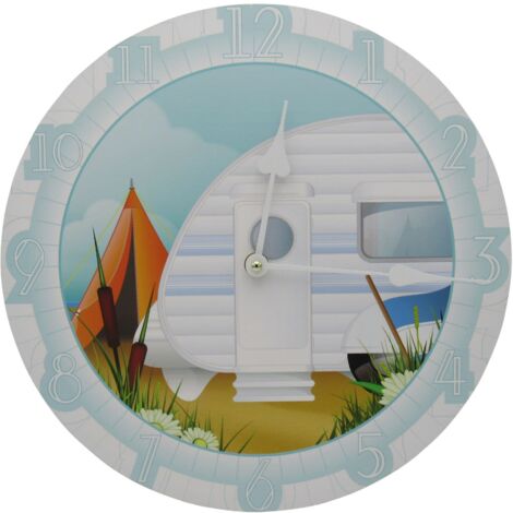 Caravan Analogue Wall Clock (Decorative Decor Colourful Novelty Quirky Design Kitchen Living Room) (1/5)