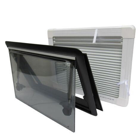 Caravan Replacement Window With Blind 600mm x 350mm (Motorhome RV Stainless Flyscreen)