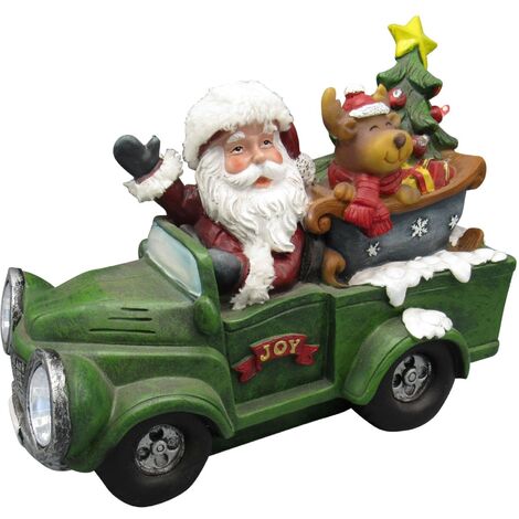 Light Up Santa Christmas Truck Figurine (Xmas Ornament LED Lights Festive Decoration) (1/5)