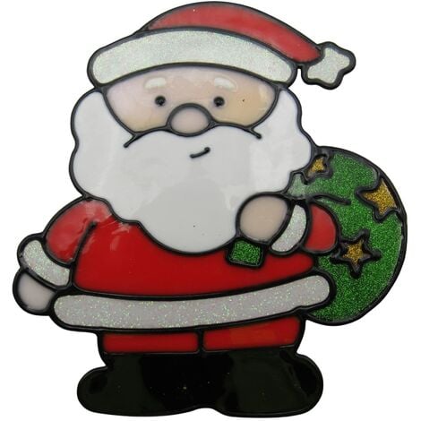 Large Christmas Window Sticker Santa  X3 (Xmas Clings Static Removable)