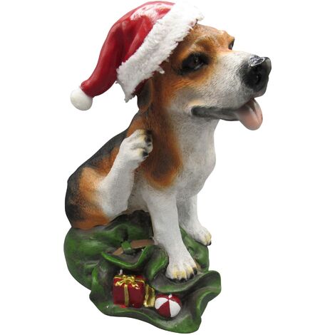 Christmas Dog Festive Figurine (Xmas Animal Statue Ornament)