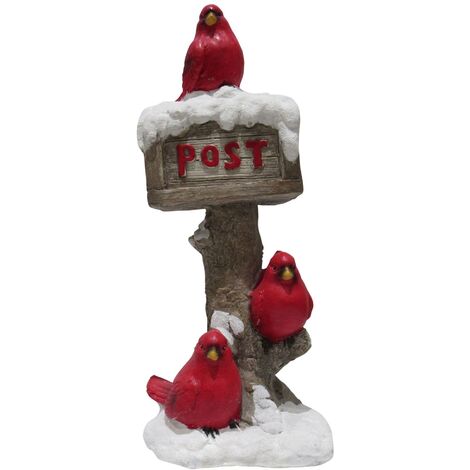 Three Birds Postbox Christmas Figurine (Xmas Decoration Ornament Figure) (1/5)