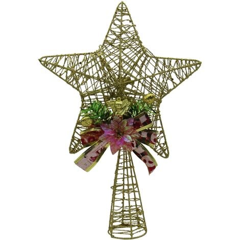 Gold Star Christmas Tree Topper (Xmas Decoration Angel Traditional Festive)
