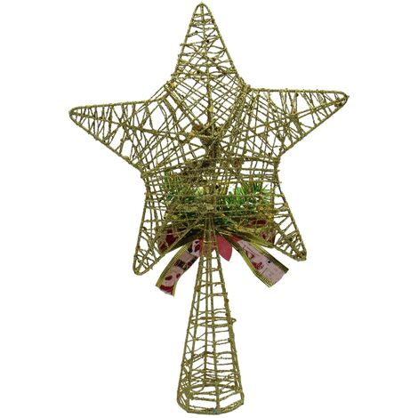 Gold Star Christmas Tree Topper (Xmas Decoration Angel Traditional Festive)