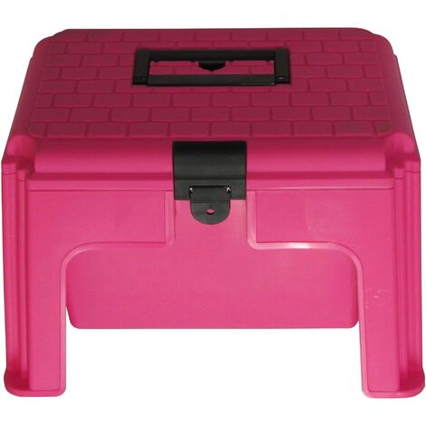 Large Tool Storage Box Pink (Plastic Step Stool Utility Case)