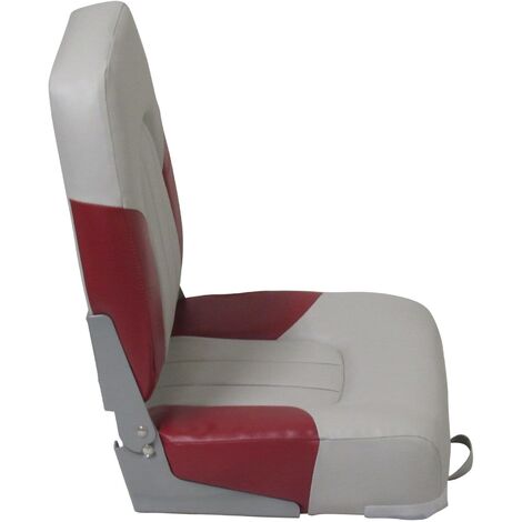 High Back Folding Boat Seat White Red (Replacement Marine Foldable  Upholstery Fishing Vessel)