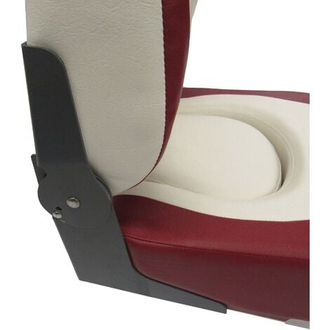 High Back Folding Boat Seat White Red (Replacement Marine Foldable