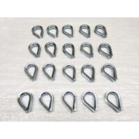 10MM Wire Rope Thimbles x20 - Galvanised Steel Commercial Loop