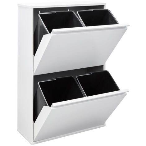 Meuble De Recyclage Arregui Basic 4 Cubes 17L Avec Plan De Travail Chêne - Blanc, 92x59x25 Cm