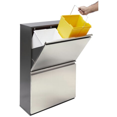 ARREGUI Basic CR601-B Cubo de basura y reciclaje de acero de 4 cubos,  mueble de reciclaje, 4 x 17 L (68 L), blanco : : Hogar y cocina