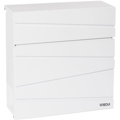 ARREGUI Armor E6901 Buzón Individual de Correo de Acero con Portaperiódicos, Tamaño M (DIN A4), Buzón de Correo Moderno con Tapa Protectora y Soporte para Periódicos, Blanco
