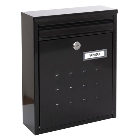ARREGUI Dime V1324 Buzón Exterior de Acero, Tamaño M (Correo DIN A4 y Revistas), Buzón de Correo Individual, Buzón de Pared Mediano, Agrupable, Fondo Estrecho, Fácil de Instalar, Negro (1/4)