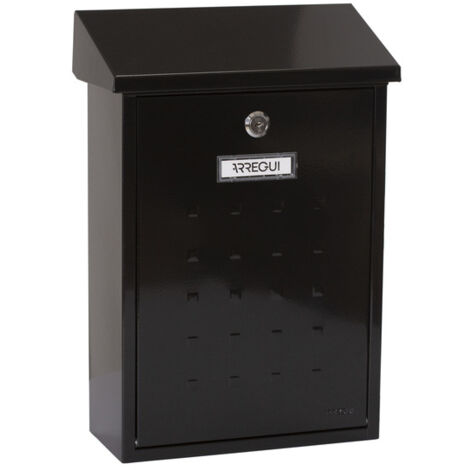ARREGUI Premium E5604 Buzón Exterior de Acero, Tamaño M (Correo DIN A4 y Revistas), Buzón de Correo Individual, Buzón de Pared Mediano, Antilluvia, Fácil de Instalar, Negro