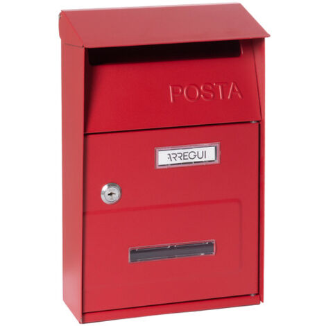 ARREGUI Up D-2006/R Buzón Exterior Vintage de Acero, Tamaño S (Correo DIN A5), Buzón de Correo, Buzón de Pared Pequeño Con Ventanas de Visualización, Fácil de Instalar, Rojo