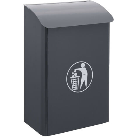 ARREGUI E6115 Papelera Mural de Acero para interiores y zonas comunes, papelera de pared, 30 L, gris antracita, basura genérica