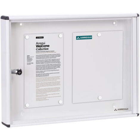 ARREGUI PAN41 Panel de Anuncios de aluminio con capacidad para 2 hojas DIN A4, con cerradura de llave, blanco