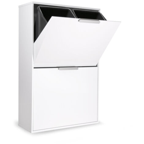 ARREGUI Ecoclas Cubo de basura y reciclaje de acero, mueble de reciclaje, blanco, 4 cubos: 4 x 17 L (68 L) CR601-E