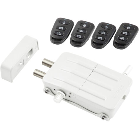 ARREGUI Cerradura de Seguridad Invisible para Puerta con 4 mandos a distancia, Antirrobo, Anti Okupas, Cerradura Electrónica para Puerta, Cerradura Inalámbrica, Cerrojo Interior, Blanco CI10B-E