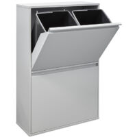 ARREGUI Basic Cubo de basura y reciclaje de acero de 4 cubos, mueble de reciclaje, 4 x 17 L (68 L) Gris CR602-B