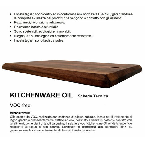 Tagliere in Noce Canaletto legno pregiato a doghe intere Design 300x195 mm