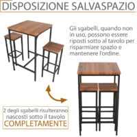 Set Tavolo Bar Rettangolare e 4 Sgabelli Alti Mod. FIRENZE Marrone H.110  Design