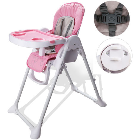 Hengda Chaise Haute Bebe Rose Compact Enfant Chaise Ceinture 5 Points Nettoyage Facile Taille Deployee 60