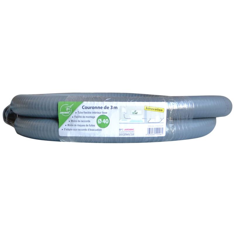 Tuyau PVC ø 40 Mm - Longueur 1 Mètre - Pour évacuation Eaux Usées - Marque Jardibric - Léger Et Facile à Couper - 3