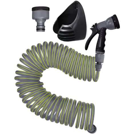 Tuyau d'arrosage Serpentin PU Ø10 Jardibric Équipé avec Support et Pistolet d'Arrosage (1/5)