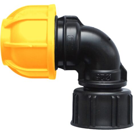 Jardibric – Coude à écrou tournant femelle 26x34 – Raccord pour arrosage enterré Ø25 – Résistant aux intempéries – Installation discrète (1/2)