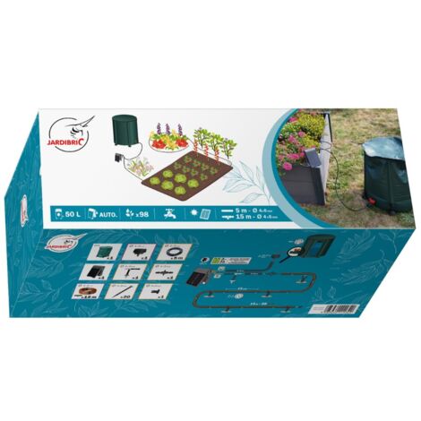Jardibric Kit D'Arrosage Goutte à Goutte Solaire Programmable 50L - Système Autonome Écologique Pour Jardin Et Potager