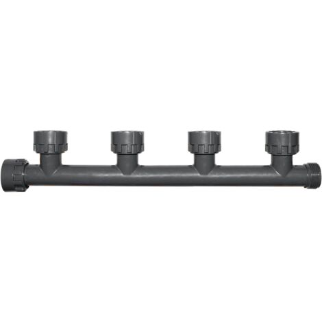 Jardibric – Clarinette collecteur PVC 4 départs – Entrée M 26x34 – Écrous tournants prisonniers avec joints toriques F 26x34 – Pression maxi 12 bars