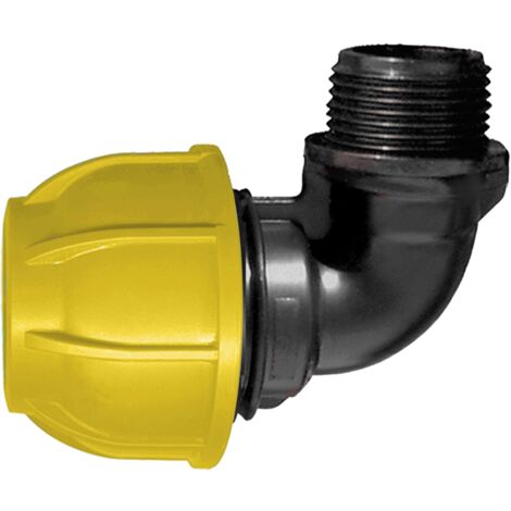 Coude Fileté Jardibric Raccordements Arrosage Enterré Raccord de Compression PN10 Ø25 M 20x27 (1/2)
