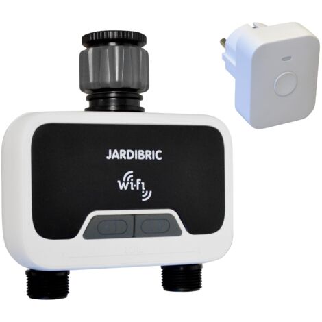 Jardibric – Programmateur arrosage WiFi avec application Tuya Smart – Commande vocale Google/Alexa – Débit 2100 L/h – Plage de pression 0,5 à 8 bars – IP54