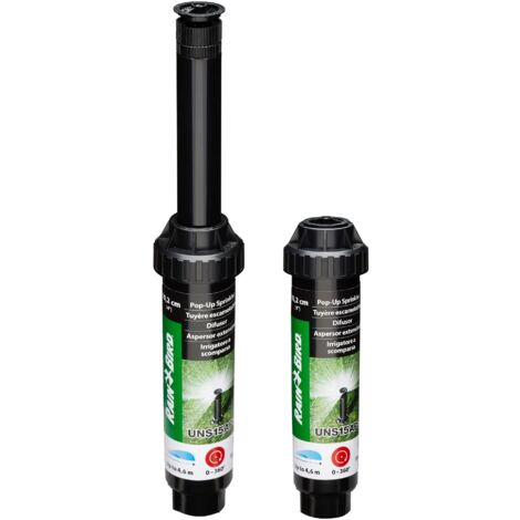 Rain Bird – Arroseur à turbine réglable 0° à 360° – Portée 3,40 à 4,60m – Élévation 10cm – Technologie Rainbird Uni-Spray - US415B