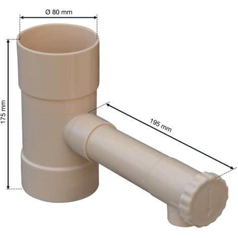 Raccord Récupérateur d’Eau Profilté Ø80 Sable Jardibric – Sortie Ø35 mm – Collecteur Eau de Pluie
