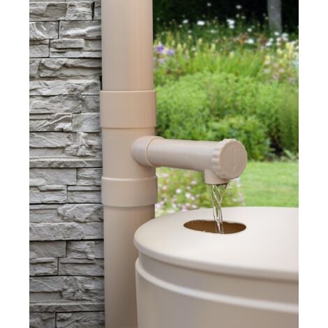 Raccord Récupérateur d’Eau Profilté Ø80 Sable Jardibric – Sortie Ø35 mm – Collecteur Eau de Pluie