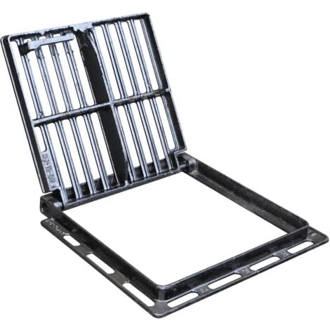 Grille de Drainage Fonte Ductile Jardibric 300x300 Classe C250 – Cadre Articulé Antivol – Norme UNE EN124