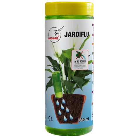 Jardiflu Eau Gélifiée 330 ml Jardibric 97% d'eau épaissieHydratation continue pour vos plantes, à insérer tête en bas dans la terre de votre pot