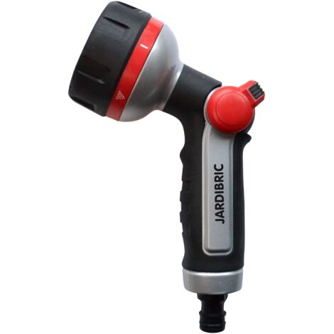 Pistolet de Lavage et d'Arrosage Jardibric Métal Gainé 6 Jets dont 1 Jet Rotatif