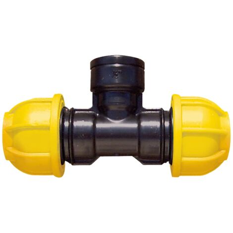 Jardibric – Té taraudé raccord de compression PN10 Ø25 F 20x27 – Connexion étanche pour irrigation – Résistance à la pression – Installation rapide