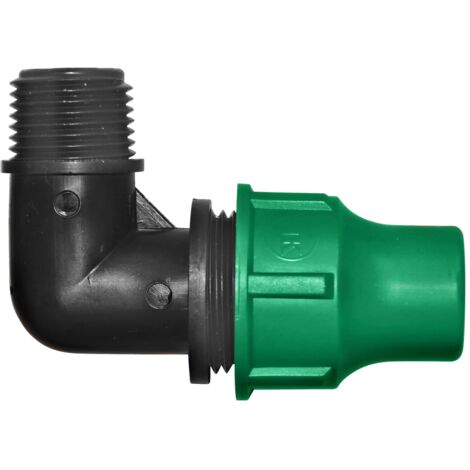 Raccord de Conduite Principale pour Tuyau Goutte à Goutte Extra Coude Jardibric pour tuyau Ø16 Sorti Mâle 15x21