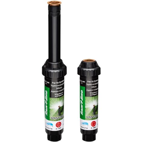 Rain Bird – Arroseur à turbine réglable 2,70 à 3,70m – Angle d'arrosage 0° à 360° – Élévation 10cm – Raccord 1/2 femelle – Joint racleur breveté - US412B