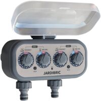 Jardibric – Programmateur arrosage sans pression 2 voies – Durée réglable 1 min à 1 h – Intervalles programmables 1 à 7 jours – Économie d'eau optimisée