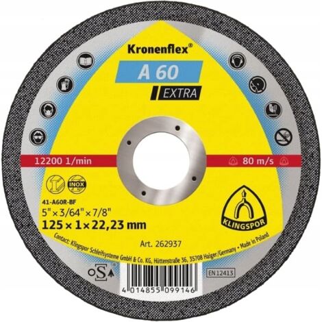 Klingspor Kronenflex A 60 TZ Special Trennscheiben 125 x 1 x 22,23 mm 25 Stück