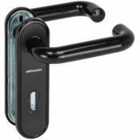 Hörmann FS Drückergarnitur Kurzschild D110 BB/PZ-gelocht schwarz PPN