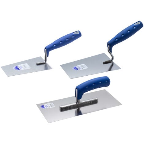 PORFOYO Edelstahl Maurerkelle Set - 3-teilig Mit Softgriff