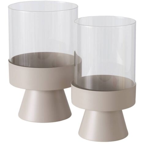 Kerzenhalter aus Glas PALLAS, Metallständer, 2er-Set