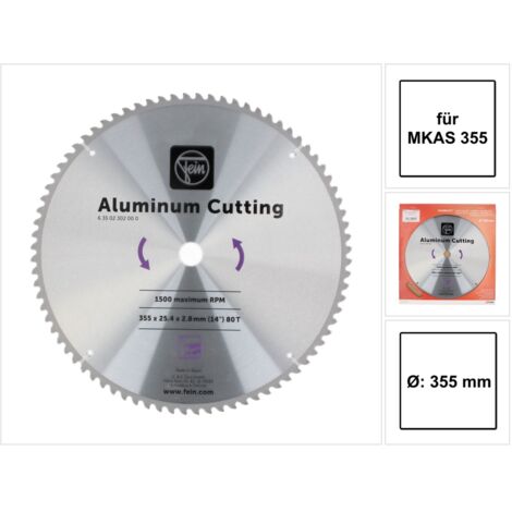 FEIN Sägeblatt Aluminium ø 355mm f. Metallkappsäge MKAS 355 MaÃüe 355x25,4x2,8 mm (1/5)