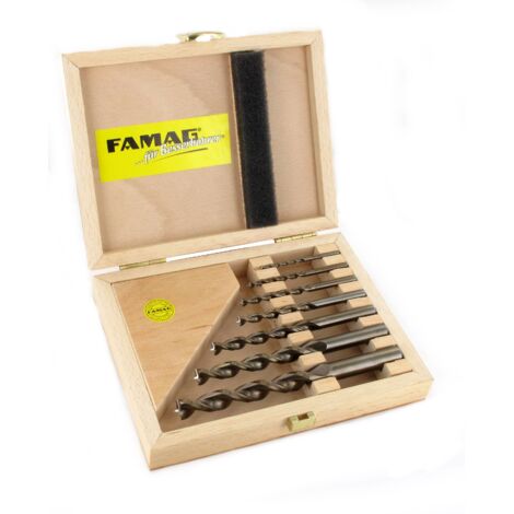 FAMAG Holzspiralbohrersatz 7-teilig D=3,4,5,6,8,10,12mm im Holzkasten 1594507